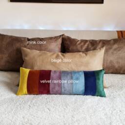 Rainbow Vegan Leather Lumbar Pillow Cover Modern Scandinavian Decor - thumbnail 3