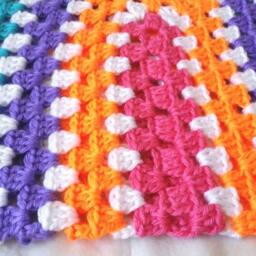 Neon Rainbow Baby Blanket, Crochet Granny Square Toddler Bed Blanket - thumbnail 3