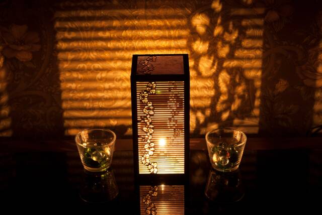 Purple Night Light Accent Lamp Decorative Wooden For Meditation Relaxation Comfort - image 1