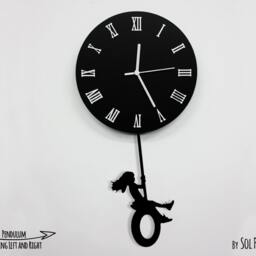 Girl Swinging On Tire - Pendulum Wall Clock - thumbnail 2
