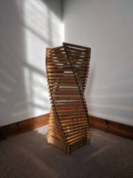 Unusual Floor Lamp With Large Lampshade Unique Handmade Standing For Living Room - Modern Wood Lamp, Statement Lighting Decor - thumbnail 1