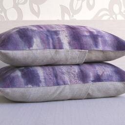 Purple Violet Mauve Beige Decorative Lumbar Pillow Cover 12x18 Inch Natural Linen One Of A Kind - thumbnail 3