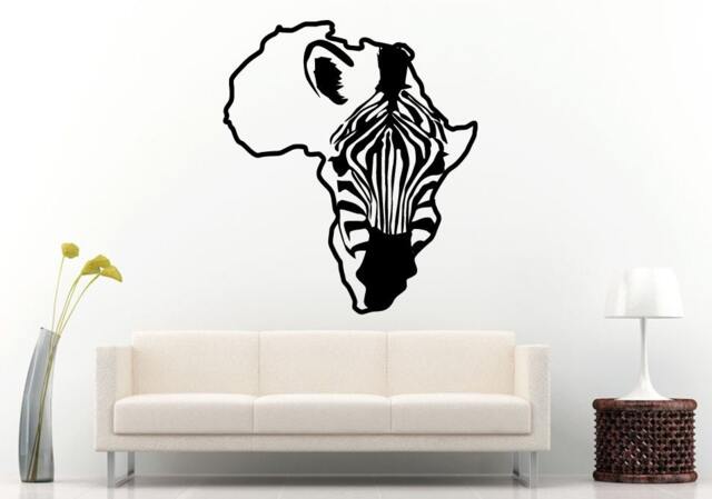 Africa Continent Outline With Zebra Animal Horse Inside Wall Decal Vinyl Sticker Mural Room Decor L642 - image 1