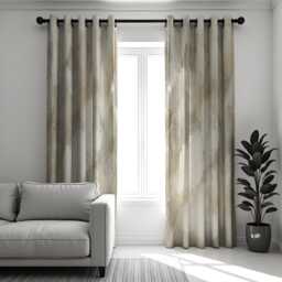Neutral Marble Effect Curtains, Beige & Taupe Watercolor Look Drapes, Minimalist Window Panels For Modern Interiors - thumbnail 1