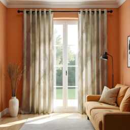 Neutral Marble Effect Curtains, Beige & Taupe Watercolor Look Drapes, Minimalist Window Panels For Modern Interiors - thumbnail 2