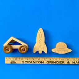 Wooden Space Toy Set Rocket, Astronaut, Lunar Rover - thumbnail 3