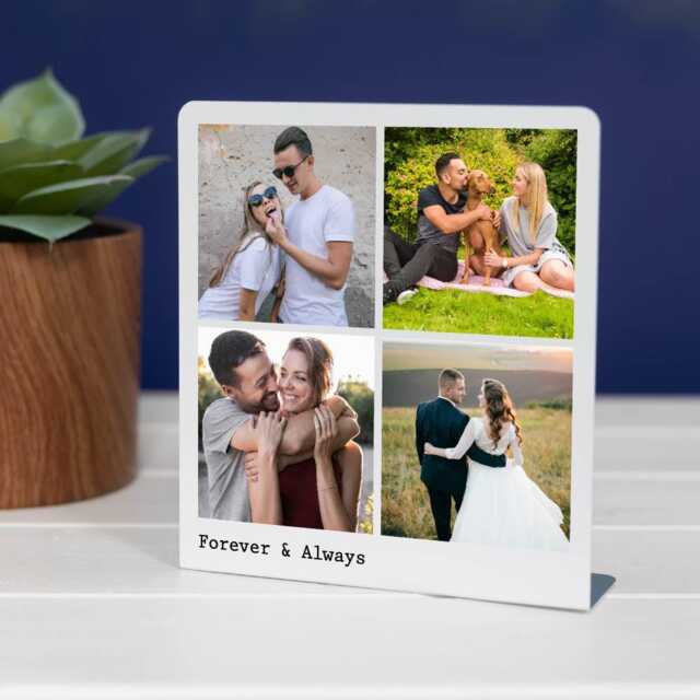 Personalised Album Metal Photo Stand, Custom Freestanding Picture Frame, Romantic Sentimental Keepsake, Glossy Aluminium Desk Print - image 1