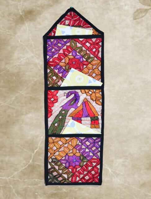Hand Embroidered Motifs Wall Hanging, Beautiful Silk Embroidery, Wall Decoration, Wall Art, Mail Organizer, Mail Holder, Wall Hangings, Sindhi Art - image 1