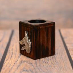 Belgian Shepherd, Malinois - Wooden Candlestick With Dog, Souvenir, Decoration, Limited Edition, Collection - thumbnail 2