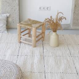 Large Cream Rug 6x8 Feet, Check Design Rug, Area Rug, Check Cotton Carpet, Living Room Geometric Area Soft , Tapis ?? Carreaux - thumbnail 2