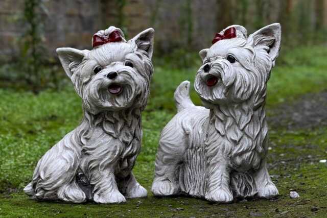 Amazing Yorkshire Terrier Pair Outdoor Terrier Sculpture Cement Memorial Pet Animal Decor Cute Yard Ornament Dog Figurine - image 1