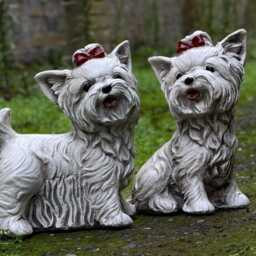 Amazing Yorkshire Terrier Pair Outdoor Terrier Sculpture Cement Memorial Pet Animal Decor Cute Yard Ornament Dog Figurine - thumbnail 3