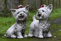 Amazing Yorkshire Terrier Pair Outdoor Terrier Sculpture Cement Memorial Pet Animal Decor Cute Yard Ornament Dog Figurine - thumbnail 1