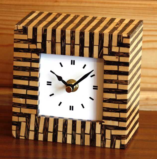 Bamboo Mantel Clock - New 12cm Handmade Mid Century Vintage Country Unique Wooden Desk Gift Off The Wall Clocks - image 1