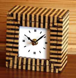 Bamboo Mantel Clock - New 12cm Handmade Mid Century Vintage Country Unique Wooden Desk Gift Off The Wall Clocks