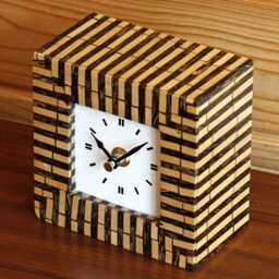 Bamboo Mantel Clock - New 12cm Handmade Mid Century Vintage Country Unique Wooden Desk Gift Off The Wall Clocks - thumbnail 2