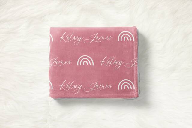 Baby Rainbow Personalized Swaddle, Blanket, Custom Name Hospital Shower Gift, Blanket - image 1