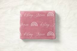 Baby Rainbow Personalized Swaddle, Blanket, Custom Name Hospital Shower Gift, Blanket - thumbnail 1