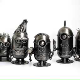 Scrap Metal Mini Robot Sculpture, Recycled Steel Art, Collectible Figurine, Valentine Gift - thumbnail 3