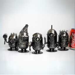 Scrap Metal Mini Robot Sculpture, Recycled Steel Art, Collectible Figurine, Valentine Gift