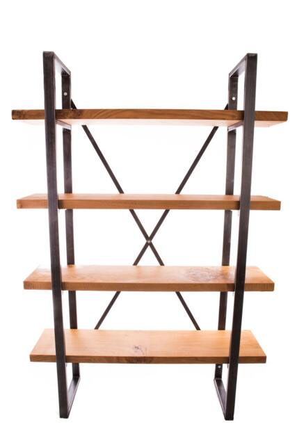 Oak & Steel Bookcase Display Unit - image 1
