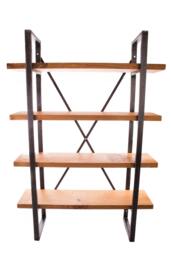 Oak & Steel Bookcase Display Unit
