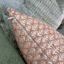 Elm Leaf Woven Lumbar Cushion Cover Rust Orange Pillow Case 12x20 - thumbnail 3