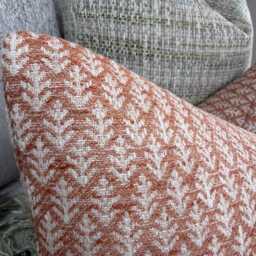 Elm Leaf Woven Lumbar Cushion Cover Rust Orange Pillow Case 12x20 - thumbnail 2