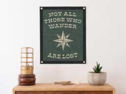 Not All Those Who Wander Are Lost Felt Poster Banner - Travel Art Print Gift. Vintage Wilderness Camping Hiking Pennant Home Decor. Handmade - thumbnail 1