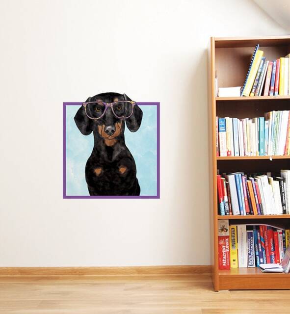 Dachshund With Speckled Glasses Wall Sticker Decal - Dogs & Pets Stickers, Art, Decals, Kids Animals Decals