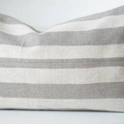 Gray Neutral Tribal Hemp Hand Woven Natural Dye Color Lumbar Pillow Cover - thumbnail 2