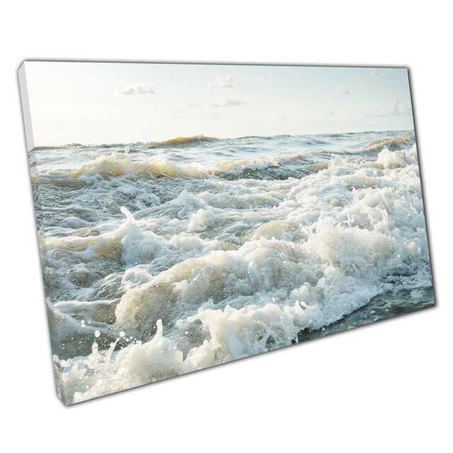 Baltic Seascape After Storm Canvas Art Print White Crashing Waves Wall Decor For Home Office - image 1