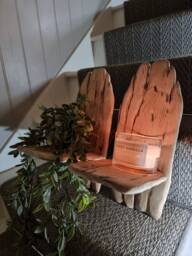 Pair Of Solid Oak Handmade Rustic Candle Sconces/Plant Holders . Natural Bare Finish Size 40 X 17 Candles Etc Not Included