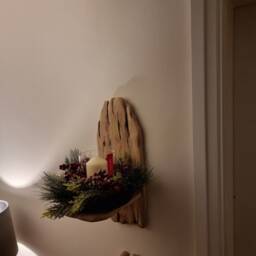 Pair Of Solid Oak Handmade Rustic Candle Sconces/Plant Holders . Natural Bare Finish Size 40 X 17 Candles Etc Not Included - thumbnail 3