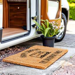 Happy Campers Family Name Personalized Doormat - Camper Mat Custom Travelling Rug Mobile Home Coir Door - thumbnail 1