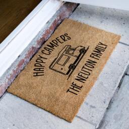 Happy Campers Family Name Personalized Doormat - Camper Mat Custom Travelling Rug Mobile Home Coir Door - thumbnail 2
