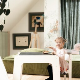 White Plywood Kids Table & Chair Set Montessori Blackboard - thumbnail 2