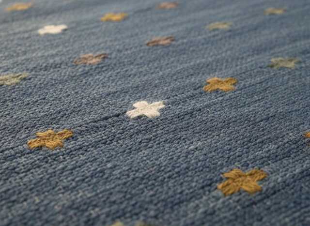 Handmade Blue Wool Kilim Rug - Nordic Minimalist Flat Weave Area Rug, Custom Boho Decor - image 1