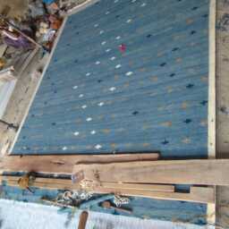Handmade Blue Wool Kilim Rug - Nordic Minimalist Flat Weave Area Rug, Custom Boho Decor - thumbnail 3