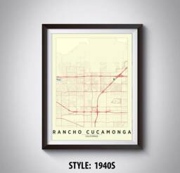 Rancho Cucamonga Map Art Print California Travel Poster - thumbnail 1