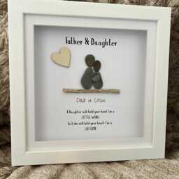 Father Daughter Pebble Art Keepsake Frame, Handcrafted Wall Decor, Sentimental Poem - thumbnail 3