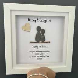 Father Daughter Pebble Art Keepsake Frame, Handcrafted Wall Decor, Sentimental Poem - thumbnail 2