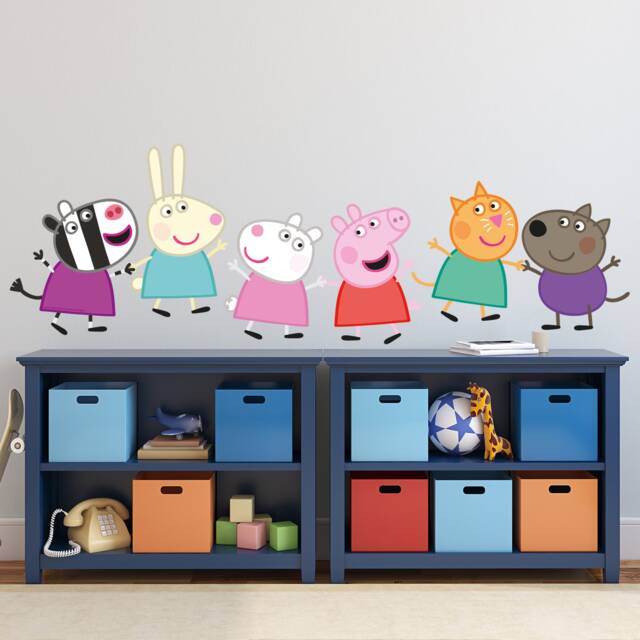 Peppa Pig Wall Sticker - & Friends Walking in Line Decal Kids Art - image 1