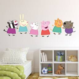 Peppa Pig Wall Sticker - & Friends Walking in Line Decal Kids Art - thumbnail 2