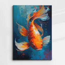 Bright & Colorful Fish Animal Abstract Paint Splash Modern Painting Wall Art, Framed Canvas Poster Print, Home/Office Room Decor, Gift - thumbnail 3