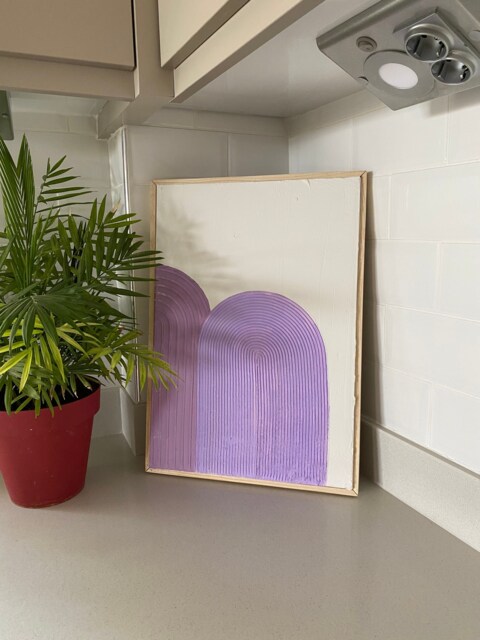 Purple Canvas Wall Art, Textured Art Canvas, Painting, Boho Home Decor - image 1