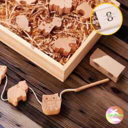 Personalised Wooden Lacing Forest Animals Set, Wood Beads Toys, Custom Name Animal Set With Box, Toddler Gifts, Threading Toy - thumbnail 1
