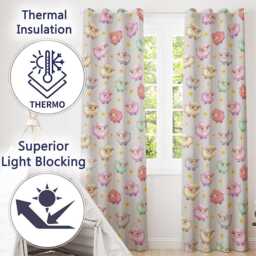 Cute Kawaii Sheep With Cream Star Background Seamless Pattern Readymade Eyelet Ring Top Thermal 100% Blackout Curtains - thumbnail 3