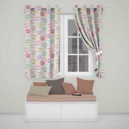 Cute Kawaii Sheep With Cream Star Background Seamless Pattern Readymade Eyelet Ring Top Thermal 100% Blackout Curtains