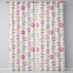 Cute Kawaii Sheep With Cream Star Background Seamless Pattern Readymade Eyelet Ring Top Thermal 100% Blackout Curtains - thumbnail 2
